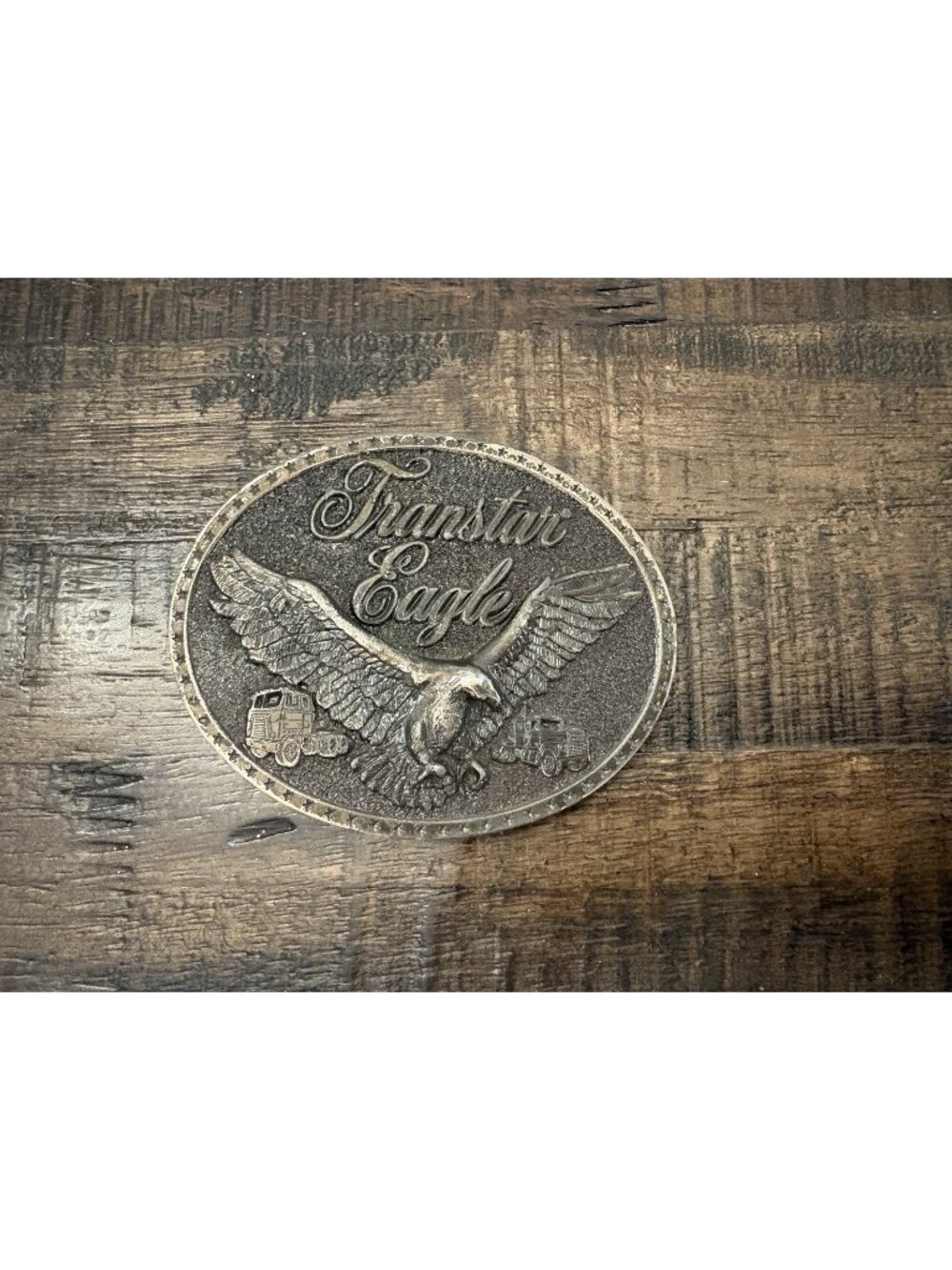 Vintage 1970s TRANSTAR EAGLE Trucking Company Brasstone Belt Buckle